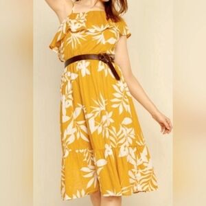 Old Navy Women's One Shoulder Floral Dress Elastic Waist Ruffled Bottom Sz L